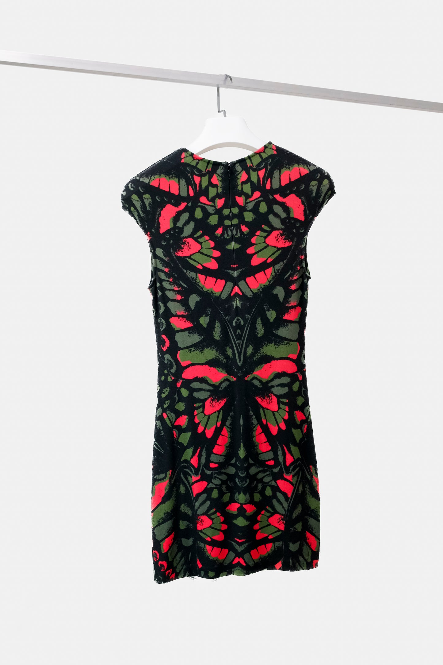 McQ Alexander McQueen SS/13 Butterfly Camouflage Jersey Cap Sleeve Dress