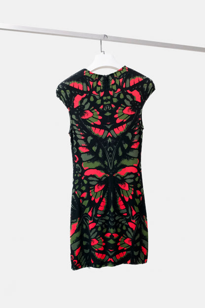 McQ Alexander McQueen SS/13 Butterfly Camouflage Jersey Cap Sleeve Dress