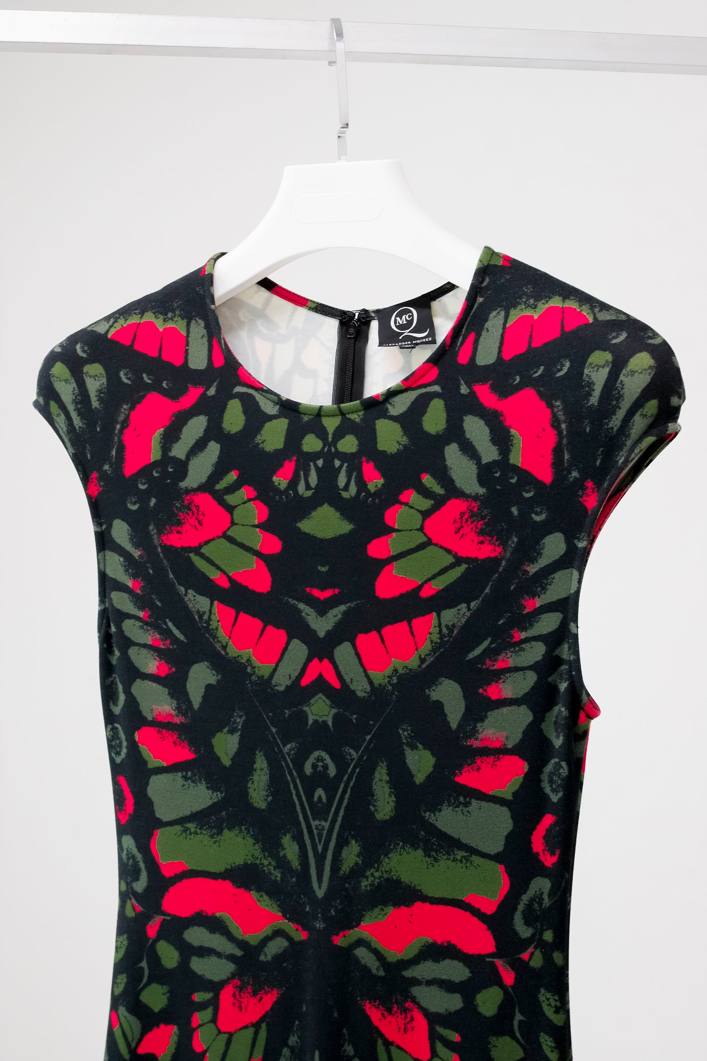 McQ Alexander McQueen SS/13 Butterfly Camouflage Jersey Cap Sleeve Dress