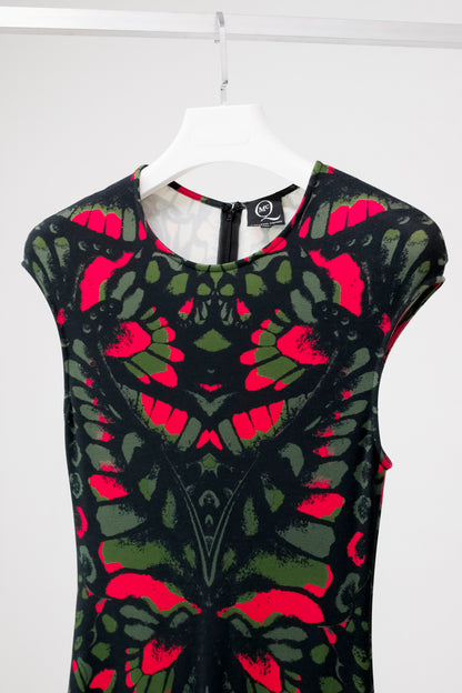 McQ Alexander McQueen SS/13 Butterfly Camouflage Jersey Cap Sleeve Dress