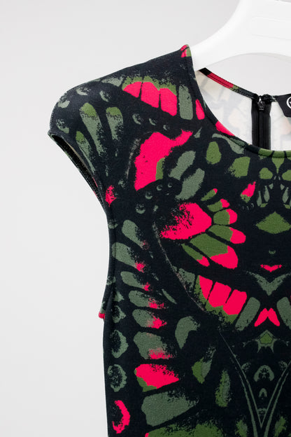McQ Alexander McQueen SS/13 Butterfly Camouflage Jersey Cap Sleeve Dress