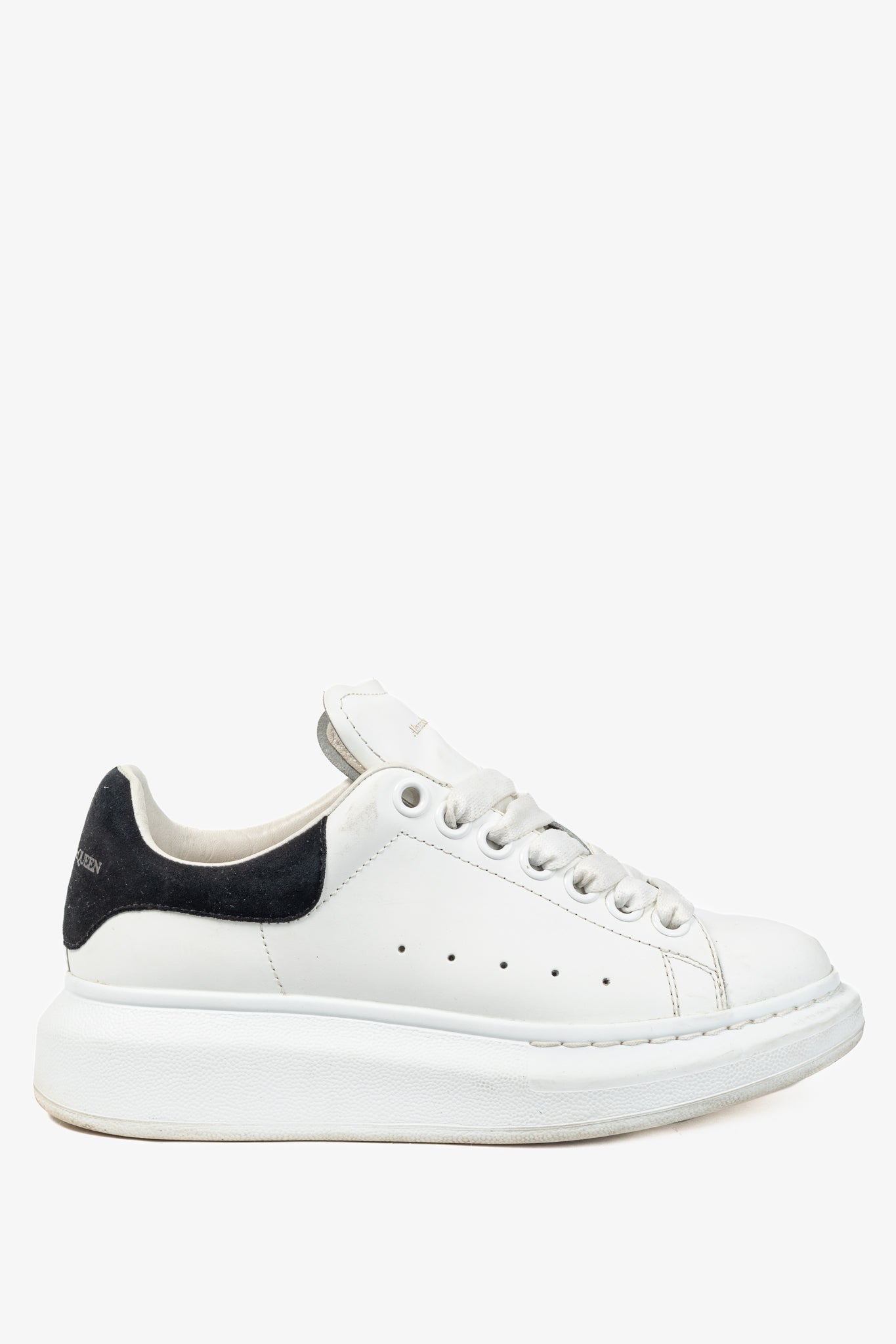 Alexander McQueen Oversized White Leather & Black Suede Lace-Up Sneakers