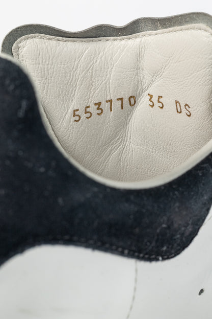 Alexander McQueen Oversized White Leather & Black Suede Lace-Up Sneakers