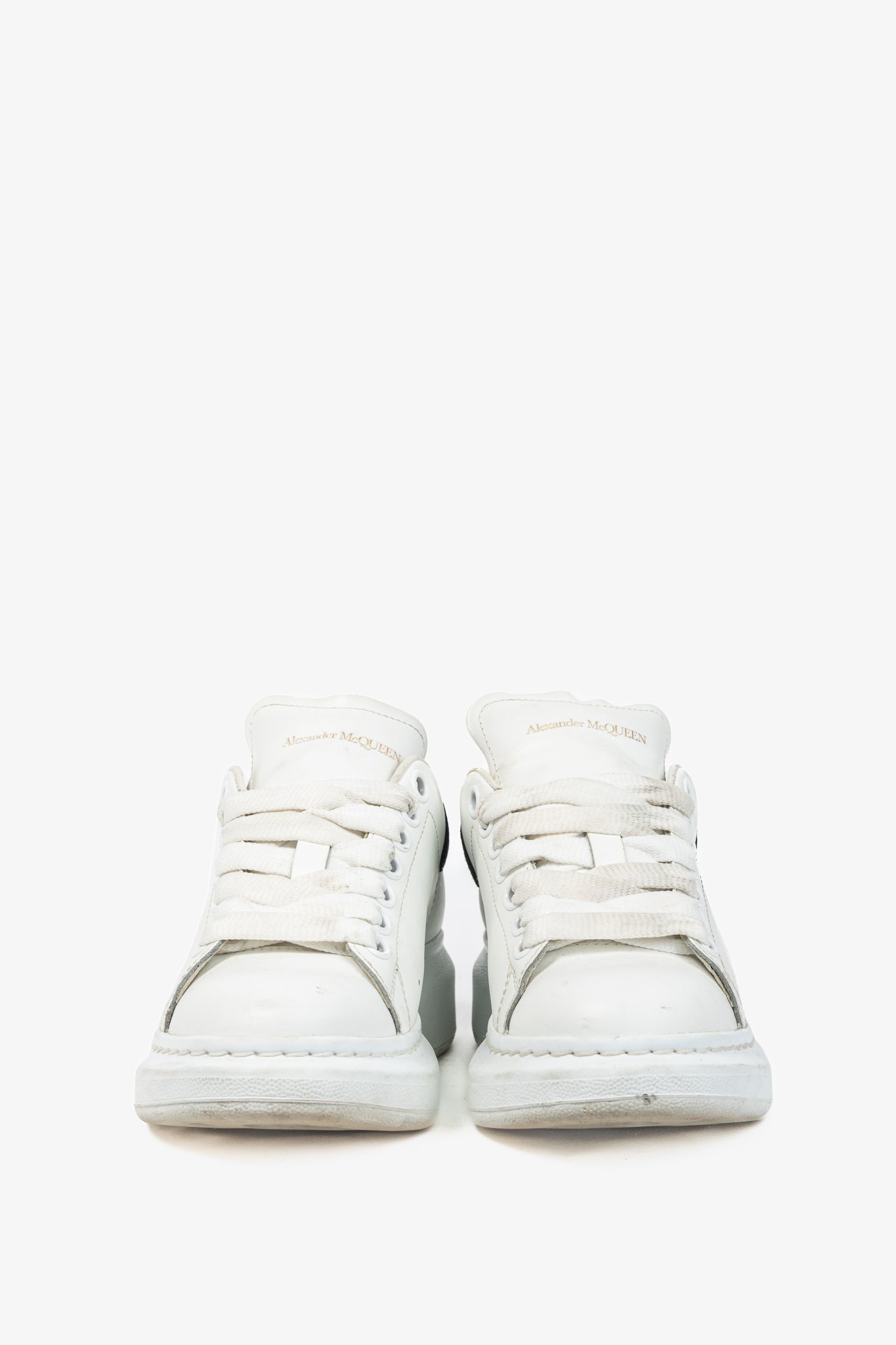 Alexander McQueen Oversized White Leather & Black Suede Lace-Up Sneakers