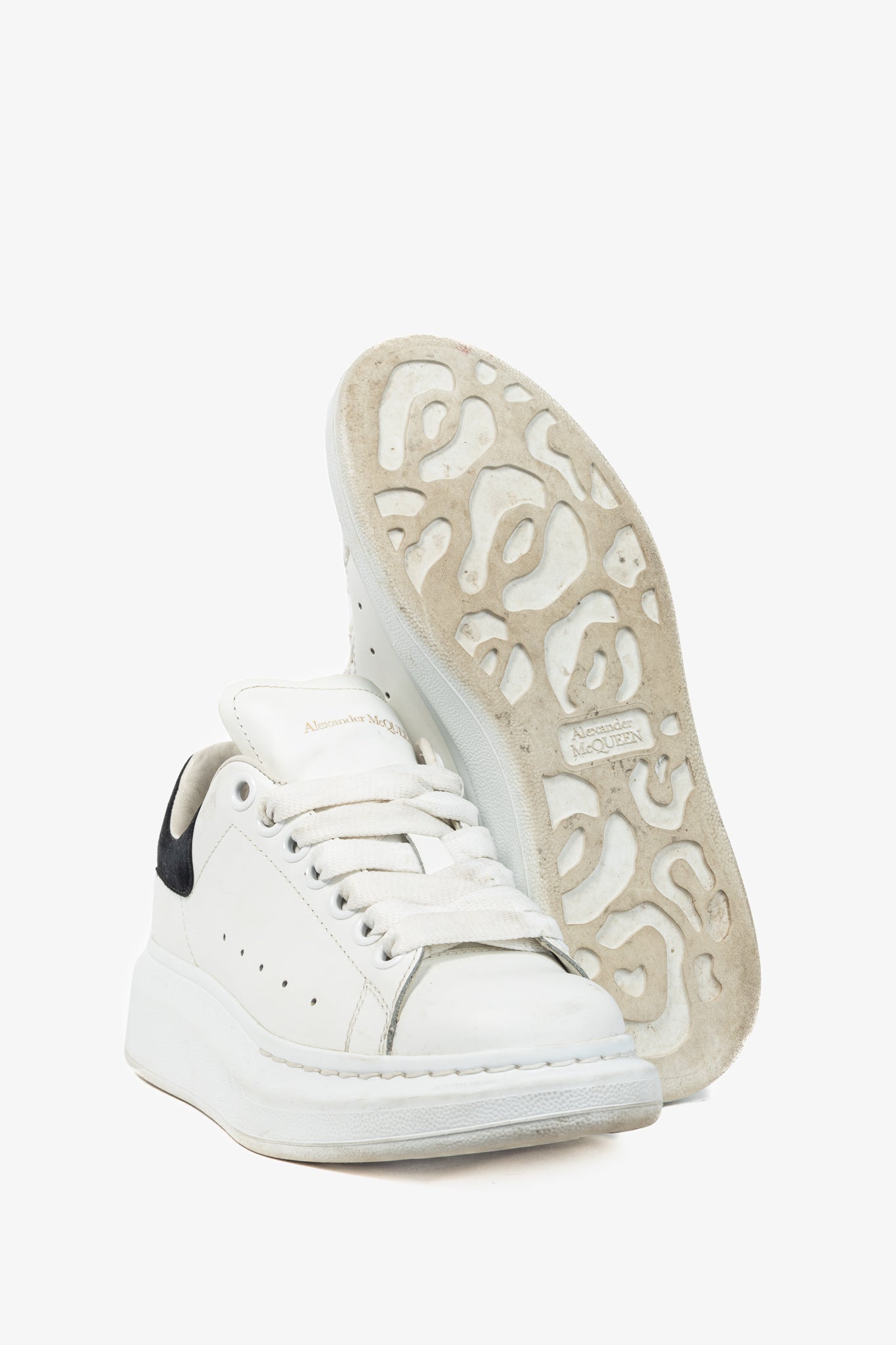 Alexander McQueen Oversized White Leather & Black Suede Lace-Up Sneakers