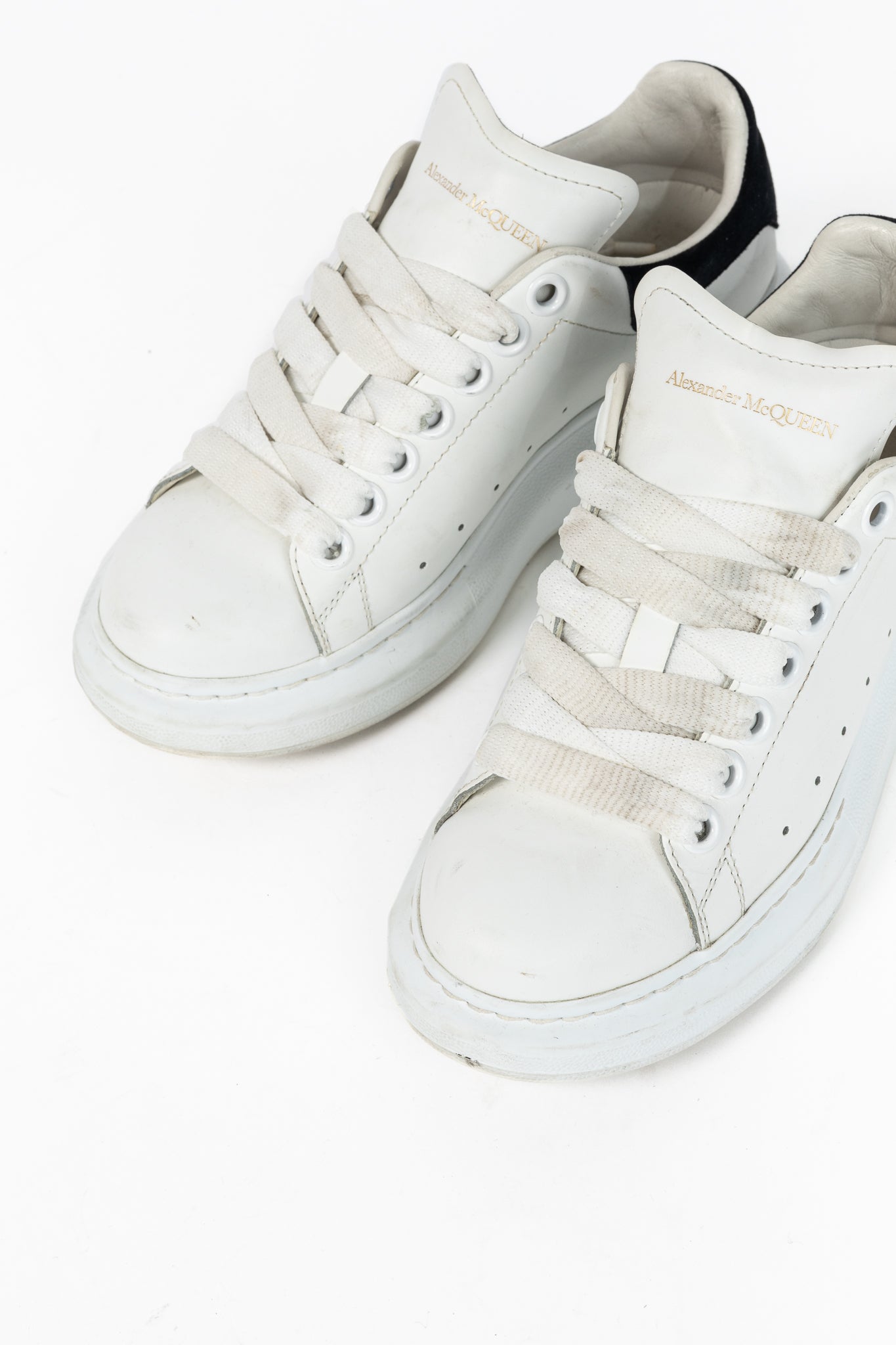 Alexander McQueen Oversized White Leather & Black Suede Lace-Up Sneakers