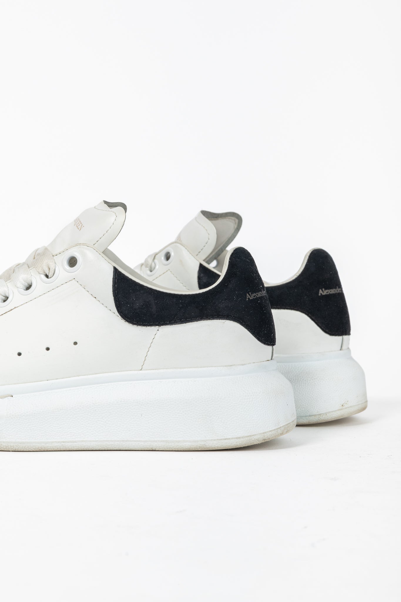 Alexander McQueen Oversized White Leather & Black Suede Lace-Up Sneakers