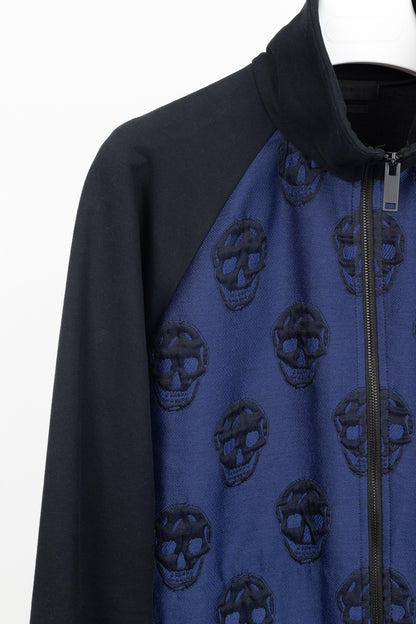 Alexander McQueen PF/15 Black & Blue Cotton Skull Sweatshirt Bomber