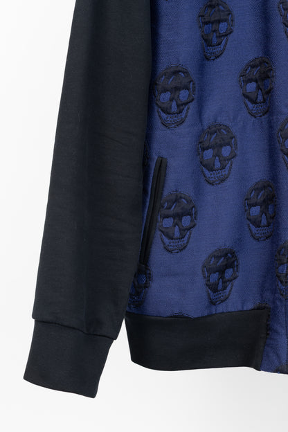 Alexander McQueen PF/15 Black & Blue Cotton Skull Sweatshirt Bomber