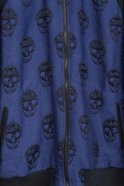 Alexander McQueen PF/15 Black & Blue Cotton Skull Sweatshirt Bomber