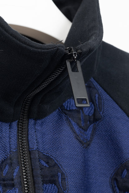 Alexander McQueen PF/15 Black & Blue Cotton Skull Sweatshirt Bomber