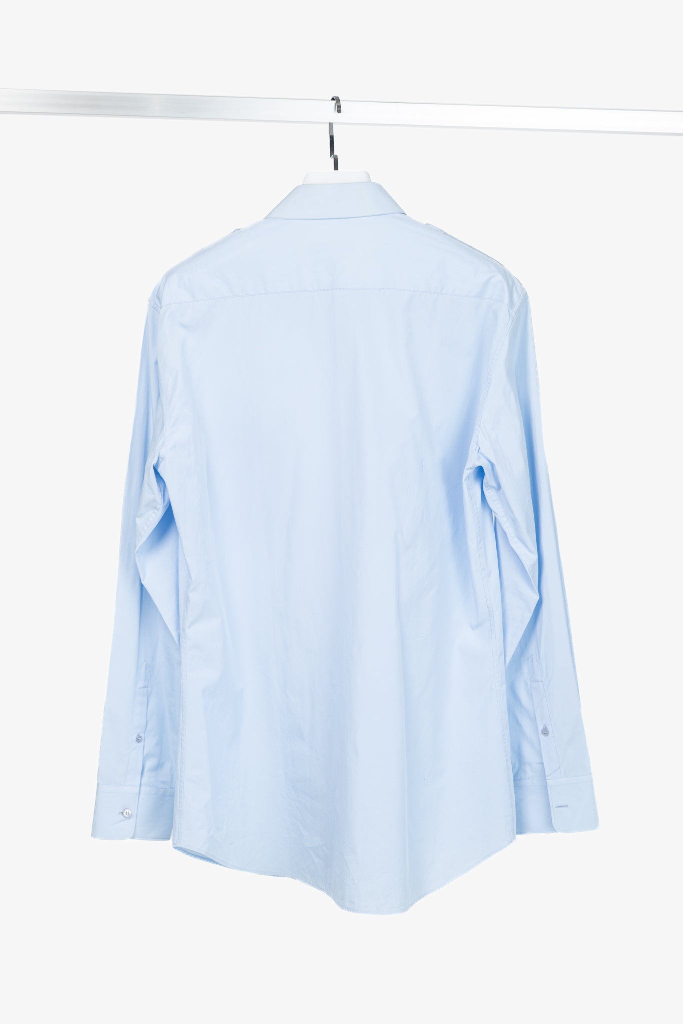 Alexander McQueen Blue Cotton-Poplin Grosgrain-Trim Buttoned Shirt