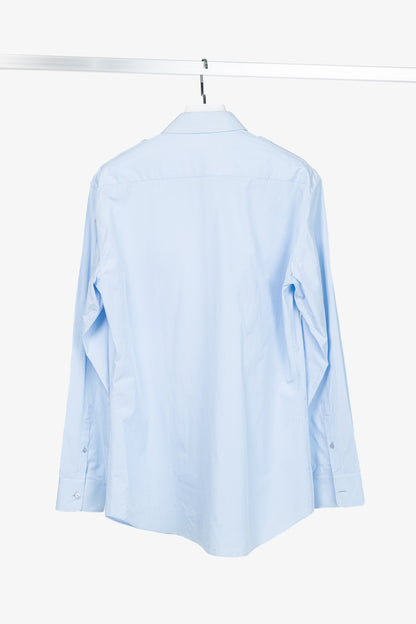 Alexander McQueen Blue Cotton-Poplin Grosgrain-Trim Buttoned Shirt
