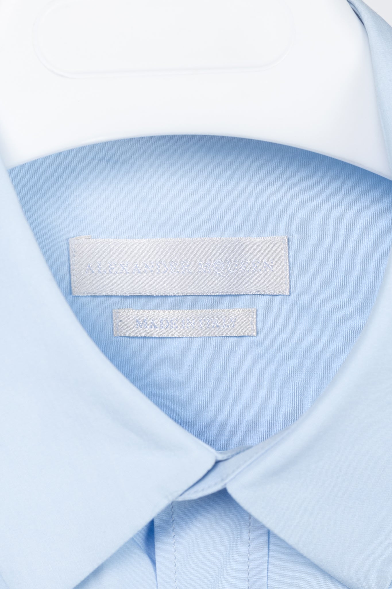 Alexander McQueen Blue Cotton-Poplin Grosgrain-Trim Buttoned Shirt
