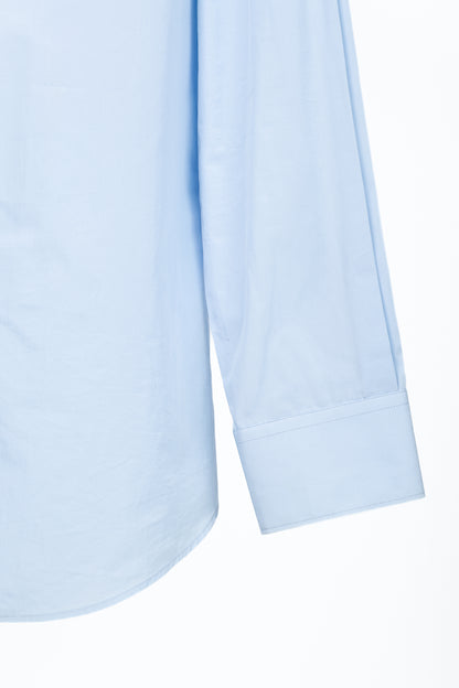 Alexander McQueen Blue Cotton-Poplin Grosgrain-Trim Buttoned Shirt