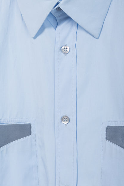 Alexander McQueen Blue Cotton-Poplin Grosgrain-Trim Buttoned Shirt
