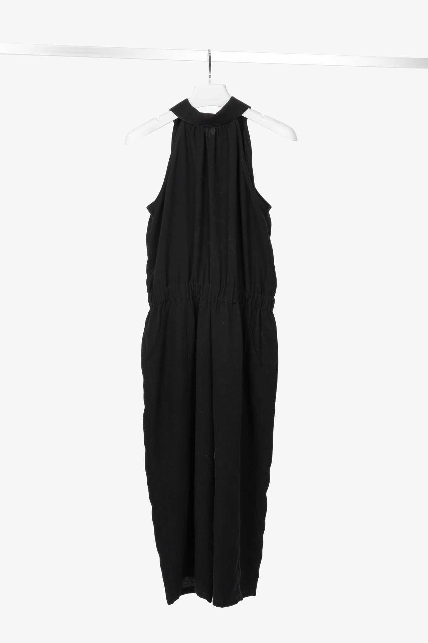 McQ by Alexander McQueen Black Poly Crepe Zipped Jumpsuit