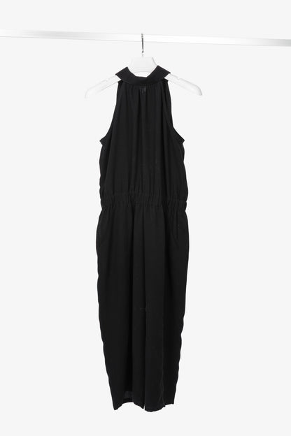 McQ by Alexander McQueen Black Poly Crepe Zipped Jumpsuit