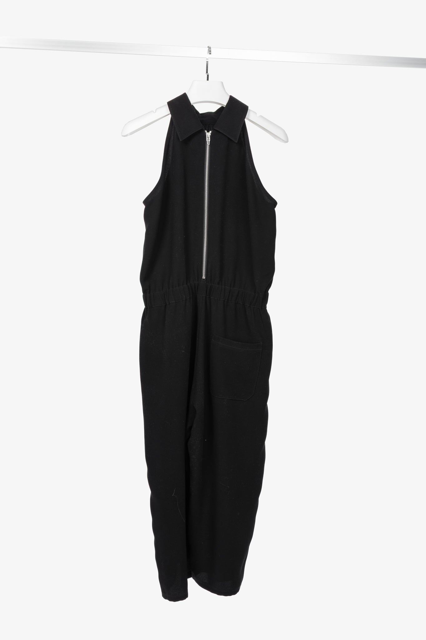 McQ by Alexander McQueen Black Poly Crepe Zipped Jumpsuit