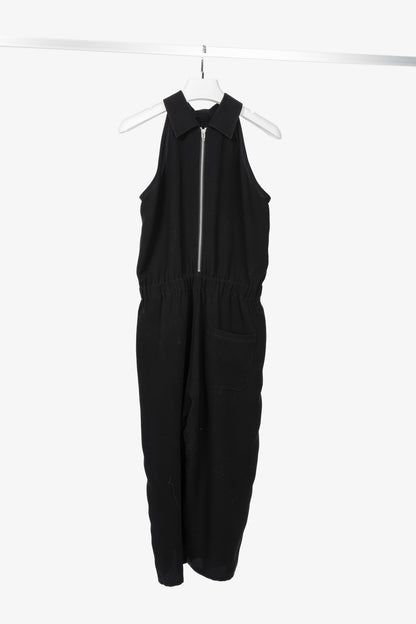 McQ by Alexander McQueen Black Poly Crepe Zipped Jumpsuit