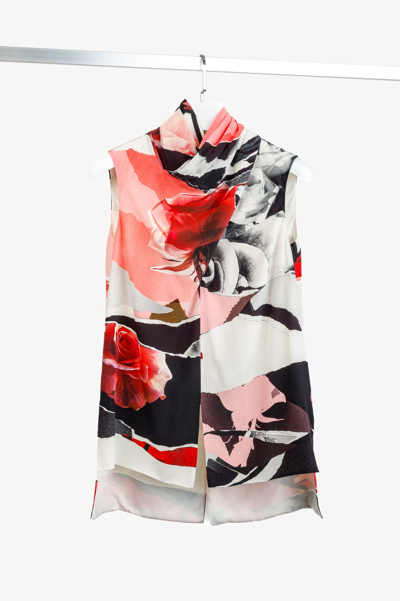 Alexander McQueen PF/19 Torn Rose Ivory Floral Silk Tank