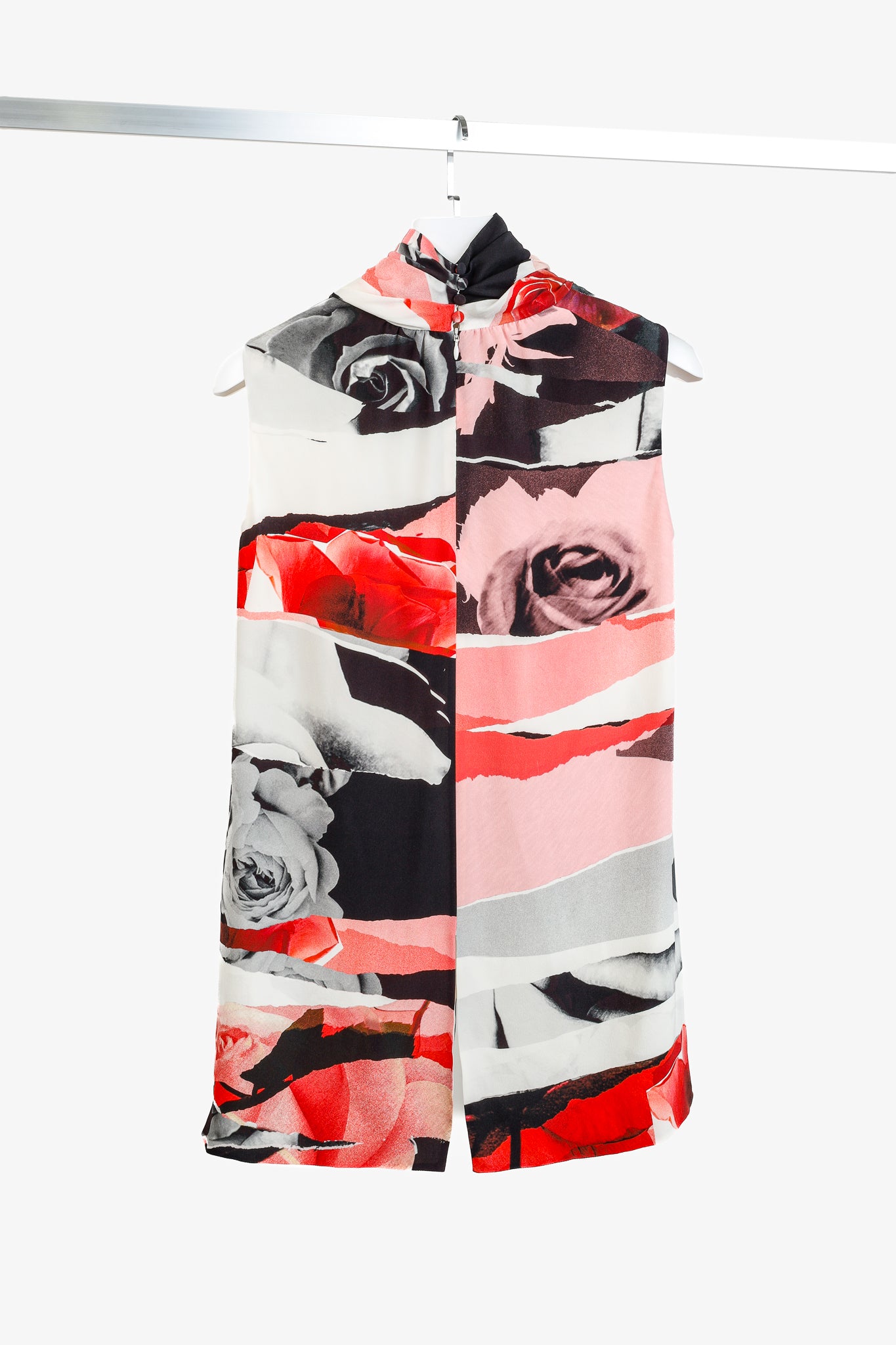 Alexander McQueen PF/19 Torn Rose Ivory Floral Silk Tank