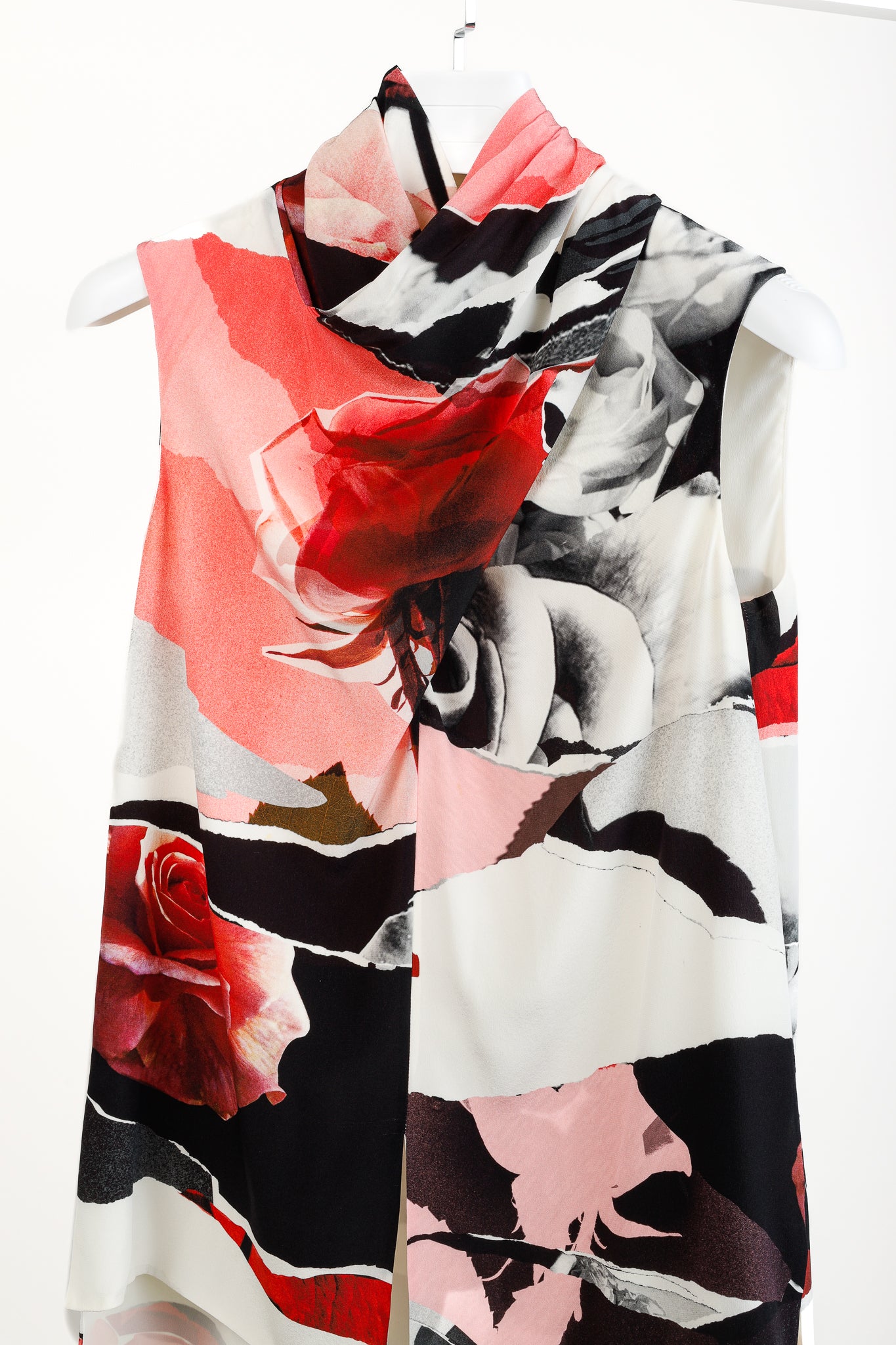 Alexander McQueen PF/19 Torn Rose Ivory Floral Silk Tank