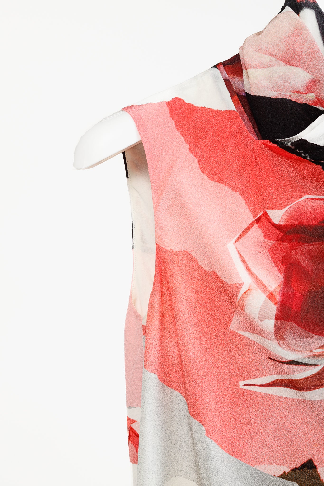 Alexander McQueen PF/19 Torn Rose Ivory Floral Silk Tank