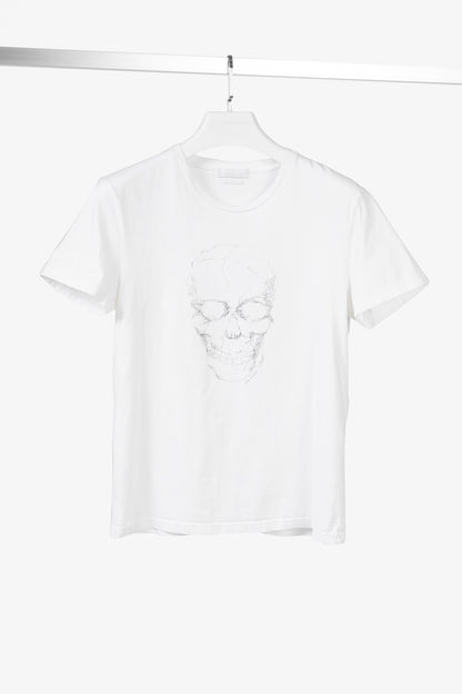 Alexander McQueen White Cotton Jersey Skull-Print T-Shirt