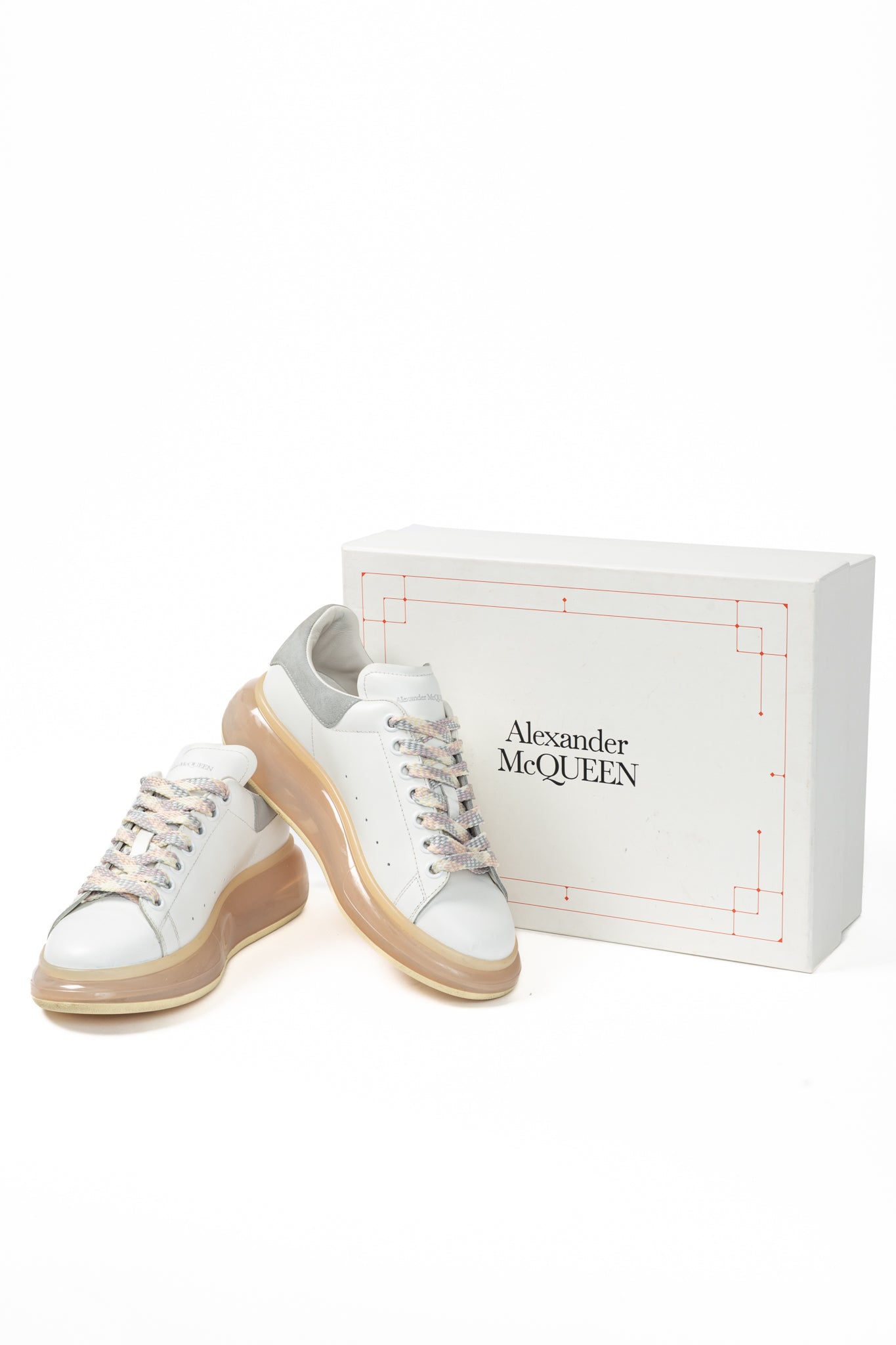 Alexander McQueen White Oversized Clear-Sole Lace-Up Sneakers