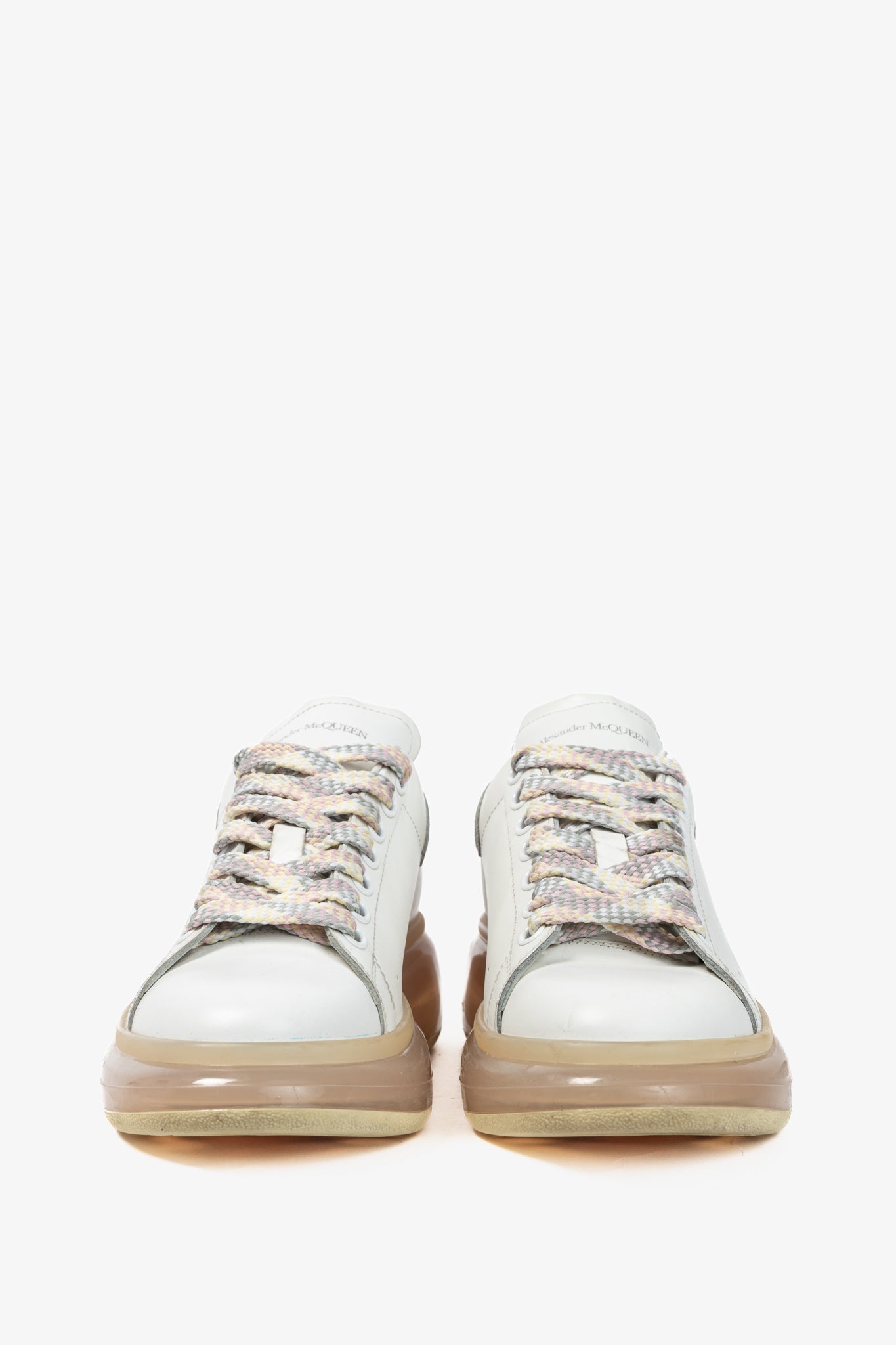 Alexander McQueen White Oversized Clear-Sole Lace-Up Sneakers