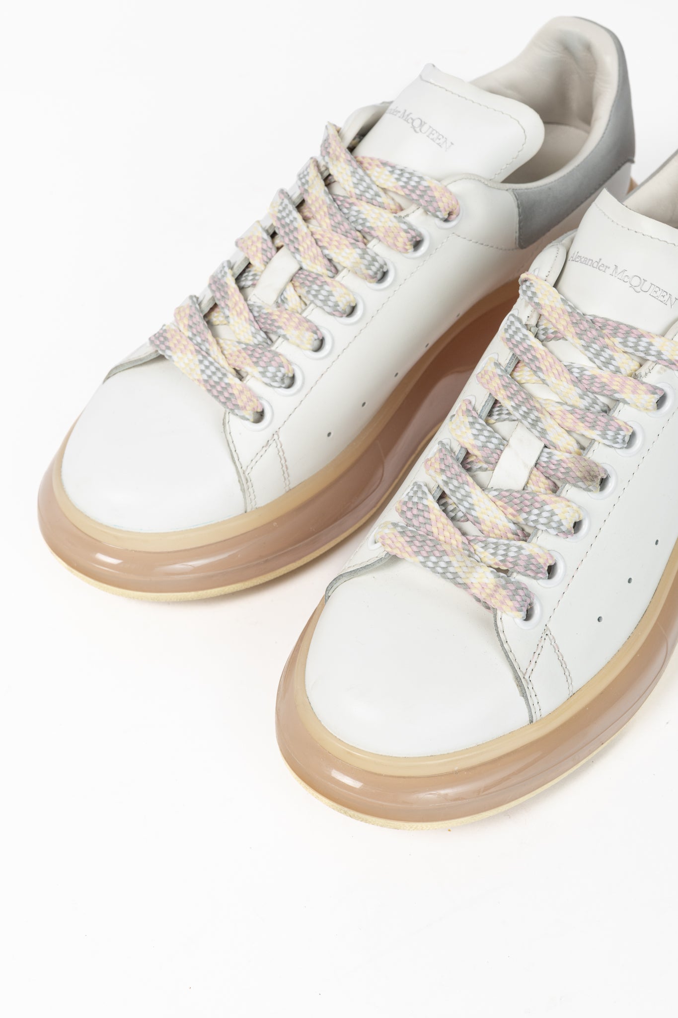 Alexander McQueen White Oversized Clear-Sole Lace-Up Sneakers
