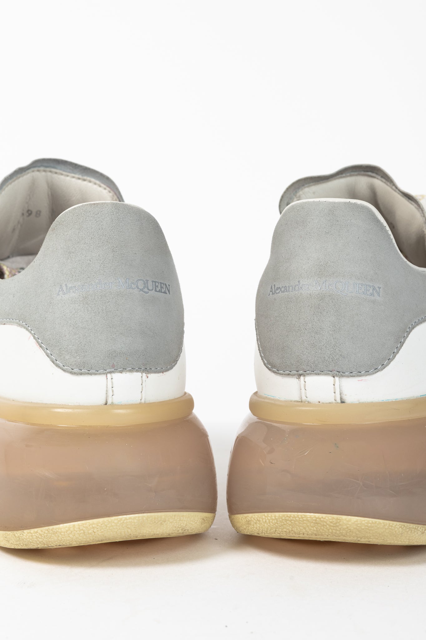 Alexander McQueen White Oversized Clear-Sole Lace-Up Sneakers