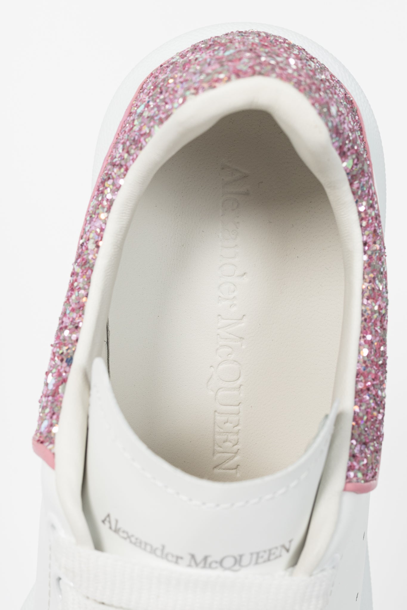 Alexander McQueen Larry White & Rose Glitter Lace-Up Sneakers