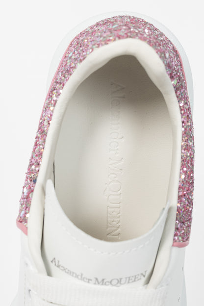 Alexander McQueen Larry White & Rose Glitter Lace-Up Sneakers