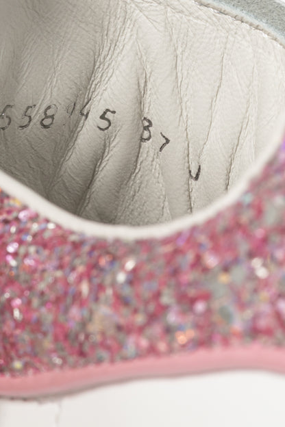 Alexander McQueen Larry White & Rose Glitter Lace-Up Sneakers