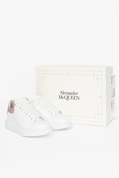 Alexander McQueen Larry White & Rose Glitter Lace-Up Sneakers