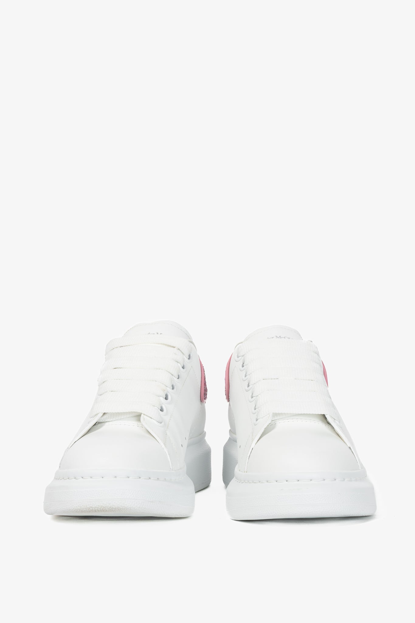 Alexander McQueen Larry White & Rose Glitter Lace-Up Sneakers
