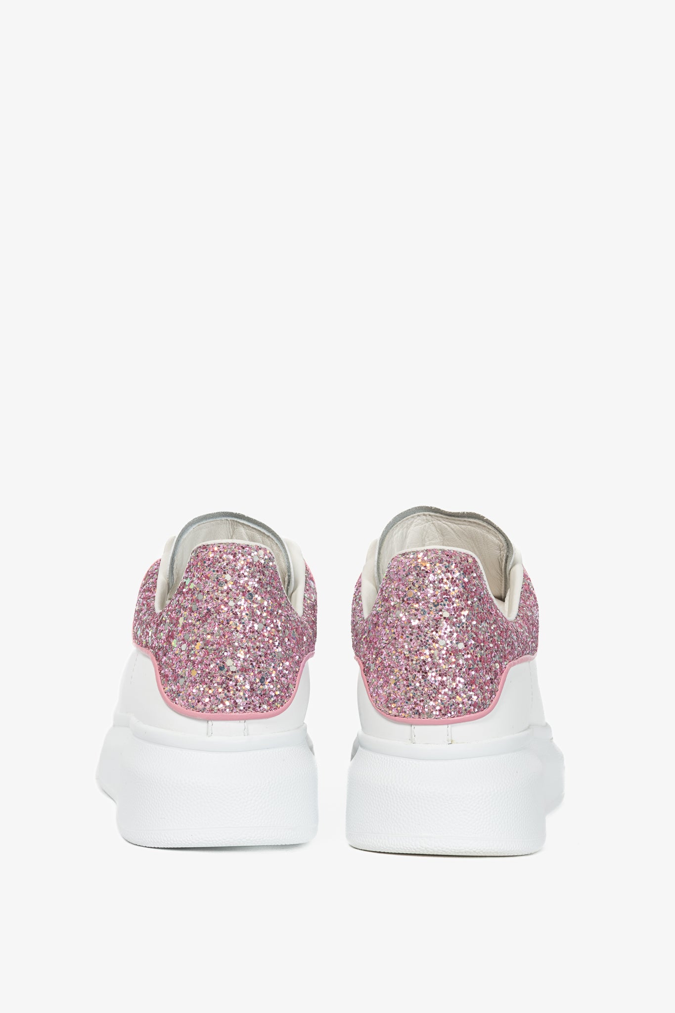 Alexander McQueen Larry White & Rose Glitter Lace-Up Sneakers