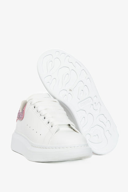 Alexander McQueen Larry White & Rose Glitter Lace-Up Sneakers