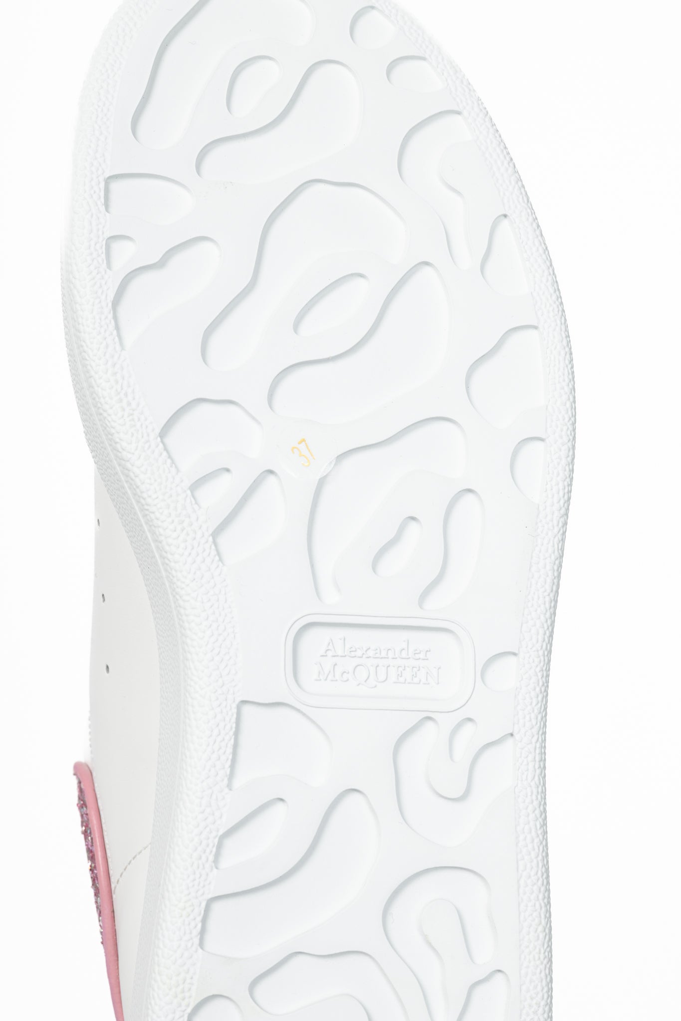 Alexander McQueen Larry White & Rose Glitter Lace-Up Sneakers