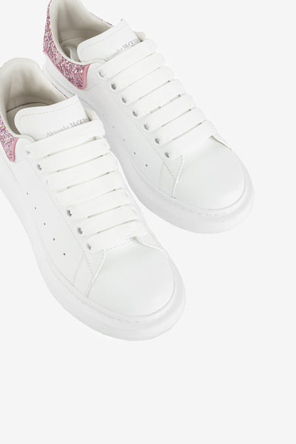 Alexander McQueen Larry White & Rose Glitter Lace-Up Sneakers