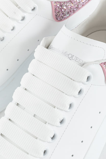 Alexander McQueen Larry White & Rose Glitter Lace-Up Sneakers