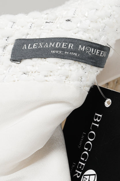 Alexander Mcqueen AW/11 Natural White Tweed Zip-Detail Cap-Sleeve Mini Dress