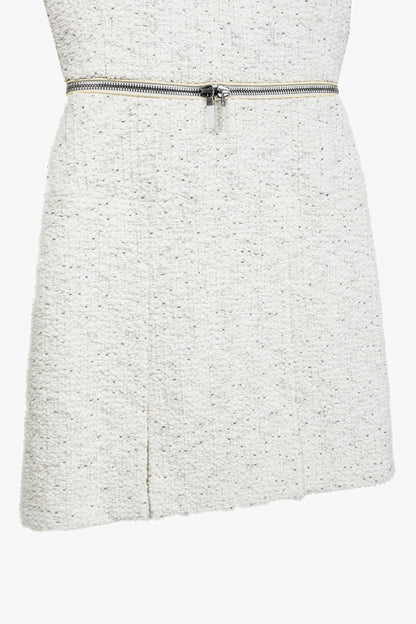 Alexander Mcqueen AW/11 Natural White Tweed Zip-Detail Cap-Sleeve Mini Dress