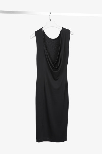 T by Alexander Wang Black Jersey Cowl-Back Midi Dress