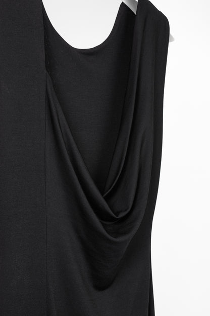 T by Alexander Wang Black Jersey Cowl-Back Midi Dress