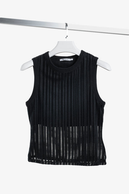 T by Alexander Wang PF/16 Black Stretch Jacquard Tank Top