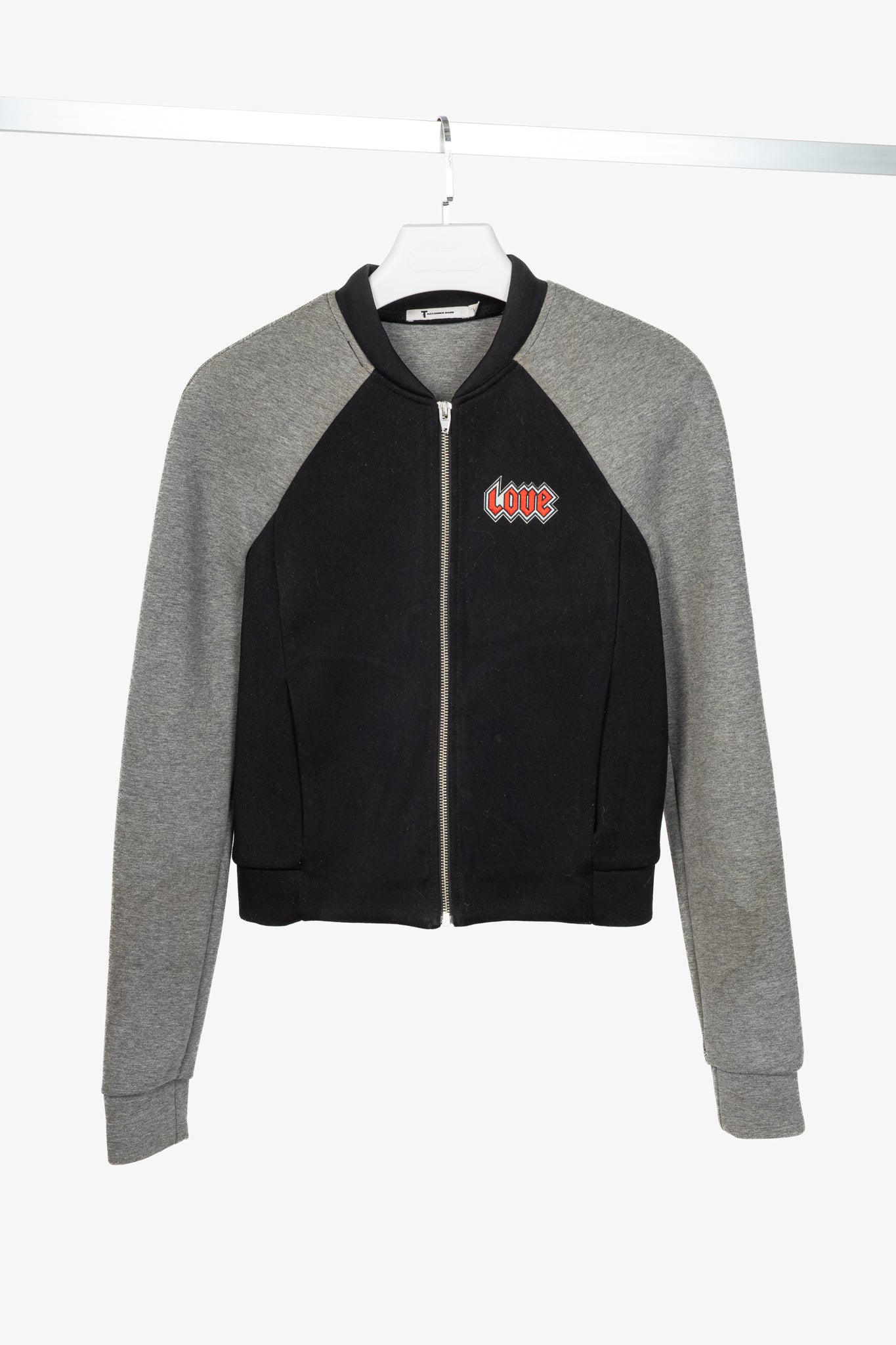 T by Alexander Wang Black & Grey Two-Tone Neoprene & Jersey Bomber Jacket