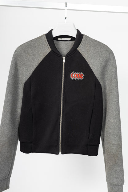 T by Alexander Wang Black & Grey Two-Tone Neoprene & Jersey Bomber Jacket